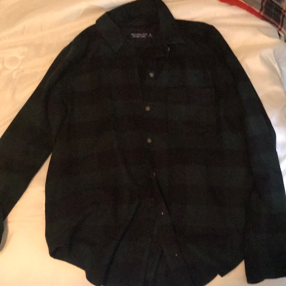 Abercrombie flannel green and black size medium
